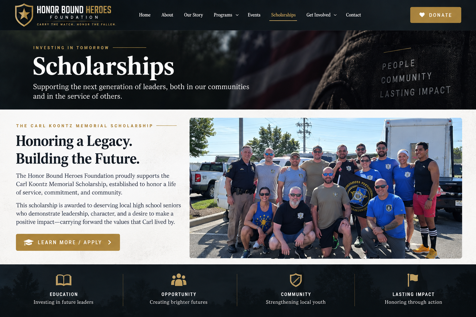 Honor Bound Heroes scholarship and community service group
